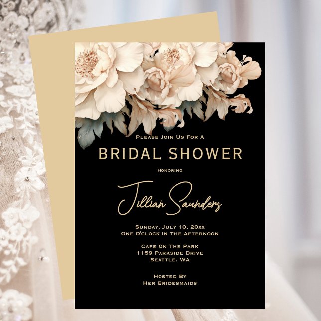 Elegant Modern Taupe Black Bridal Shower Inbjudningar (Elegant Modern Taupe Black Bridal Shower Invitation)