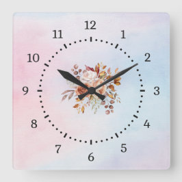 Elegant Modern Teal Blommigt Fyrkantig Klocka