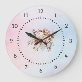 Elegant Modern Teal Blommigt Stor Klocka