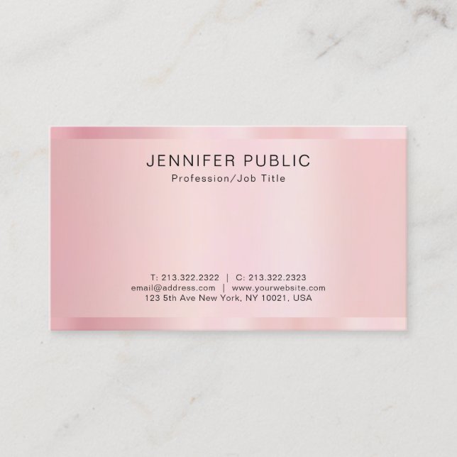 Elegant Modern Template Rose Gold Professional Visitkort (Framsida)