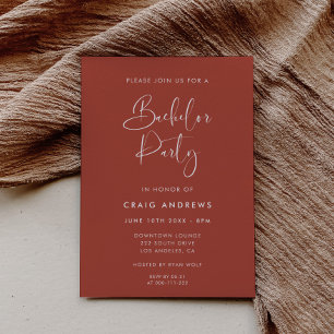 Elegant & Modern Terracotta Bachelor Party Inbjudningar