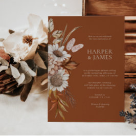 Elegant Modern Terracotta Blommigt Boho Fall Weddi Inbjudningar