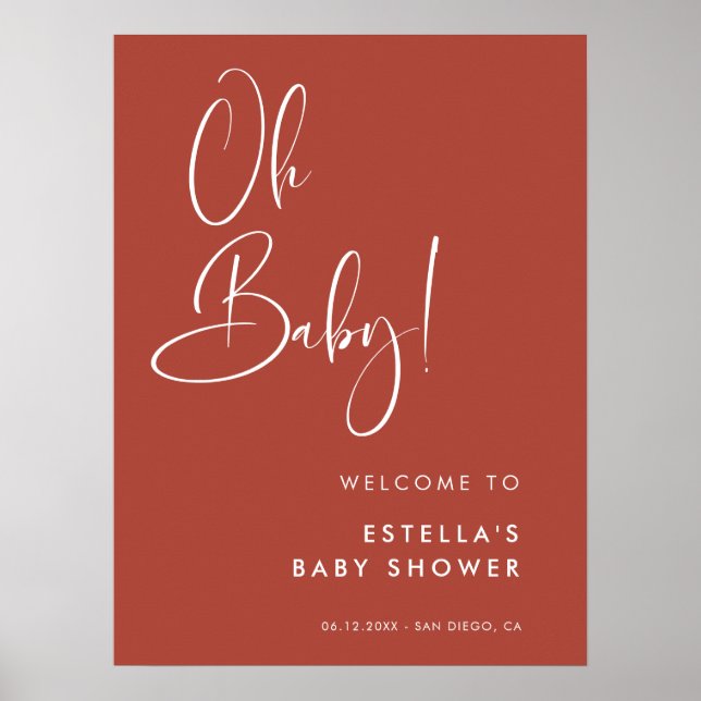 Elegant & Modern Terracotta Oh Baby Poster (Framsidan)