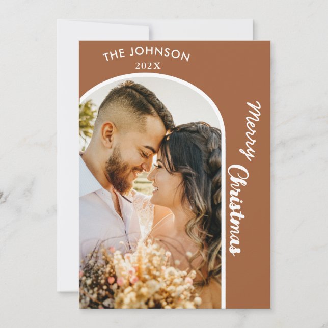 Elegant Modern Terracotta Photo jul Julkort (Framsida)