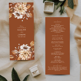 Elegant modern terrakotta blomster boho höstbröllo program