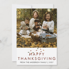 Elegant modern Thanksgiving familjefoto höst Julkort