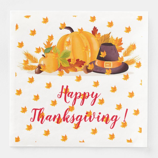 Elegant Modern Thanksgiving, populärt Pappersservett (Framsida)