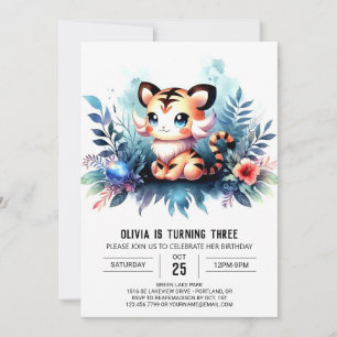 Elegant Modern Tiger Birthday Inbjudningar