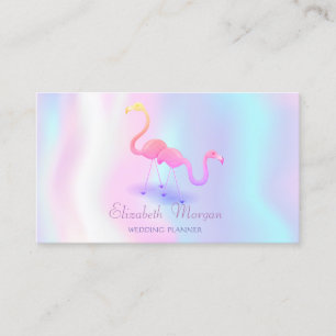 Elegant Modern Tjejig Rolig, Flamingos, Holografis Visitkort