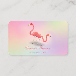 Elegant Modern Tjejig Rolig, Flamingos Holografisk Visitkort