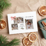 Elegant modern traditionell röd båge multifoto julkort<br><div class="desc">Elegant modernt bildkort för röd båge med flera skript och serif typography God jul Helgdag.</div>