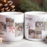 Elegant modern traditionell röd båge multifoto kaffemugg<br><div class="desc">Elegant modern traditionell röd båge med flera skript och serif typography God jul fotodekanor gynnar Helgdag mugg.</div>