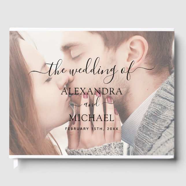 Elegant Modern transparent foto Bröllop Gästböcker (Framsida)