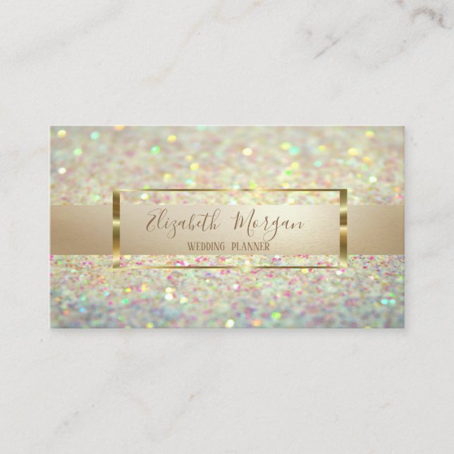 Elegant Modern Trendig Glitter Bokeh,Guld Ram Visitkort (Framsida)