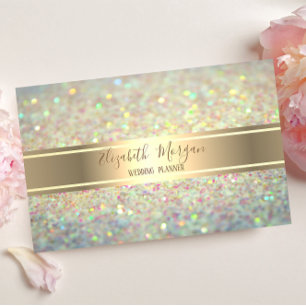 Elegant Modern Trendig Glitter Bokeh, Guld Rand Visitkort