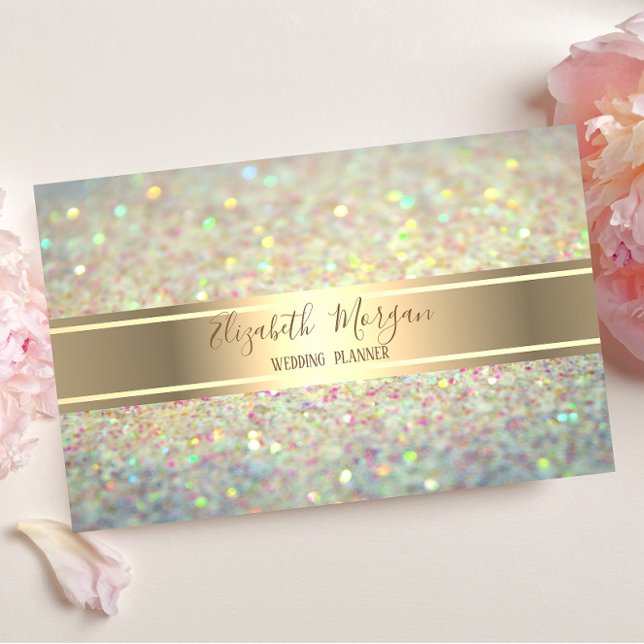 Elegant Modern Trendig Glitter Bokeh,Guld Rand Visitkort (Skapare uppladdad)