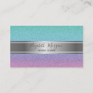 Elegant Modern Trendig Glitter Bokeh, Silverrand Visitkort