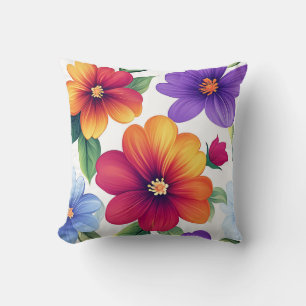 Elegant Modern Trendig Stilren Röd Orange Blommig Kudde