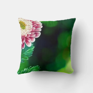 Elegant Modern Trendig Stilren Rosa Vit Blommig Kudde