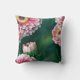 Elegant Modern Trendig Stilren Rosa Vit Blommig Kudde