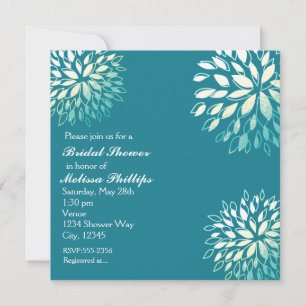 Elegant Modern Turkos Teal Silver Blommig Inbjudan