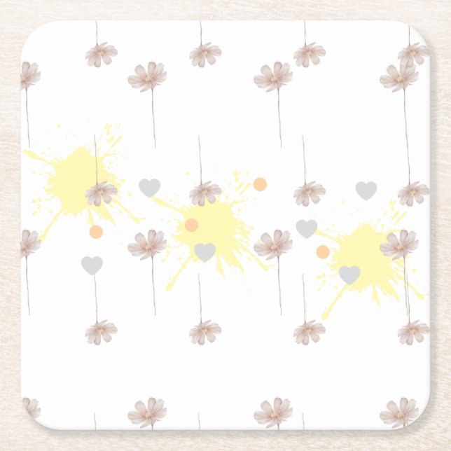 Elegant modern tusenskönsblomma underlägg papper kvadrat (Framsidan)