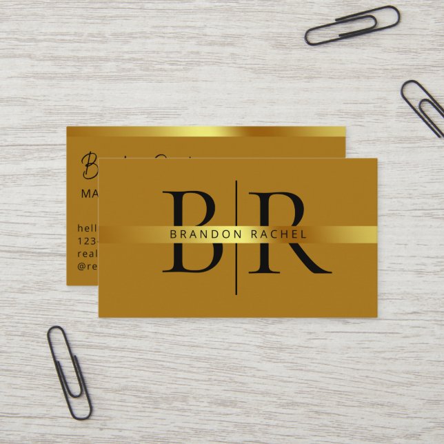 Elegant Modern Two Initial Monogram-Professionell Visitkort (Fram/Back In Situ)