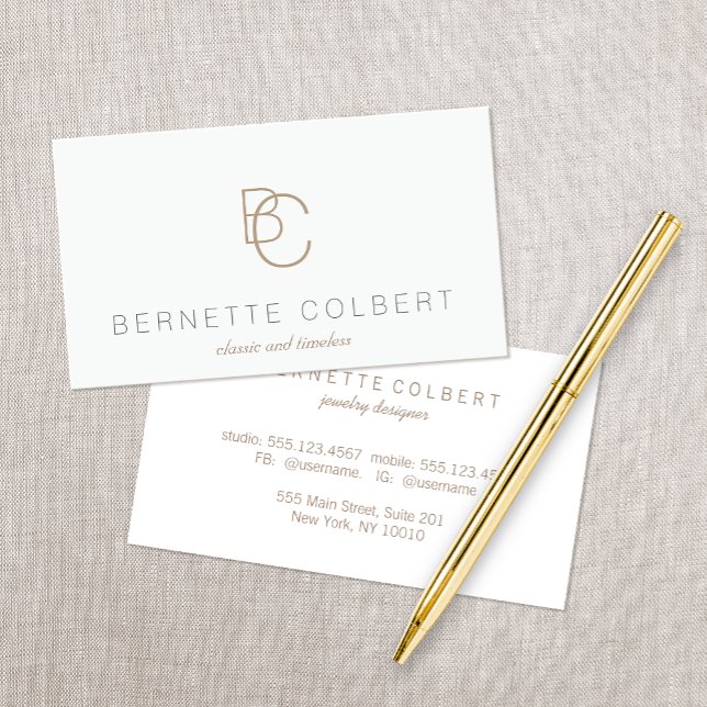 Elegant Modern Two Initial Monogram-Professionell Visitkort (Skapare uppladdad)