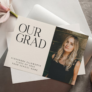 Elegant Modern Two Photo Ivory Simple Studenten Meddelande
