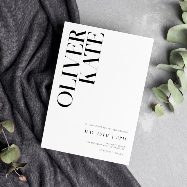 Elegant Modern Typografi Bröllop Inbjudningar (Skapare uppladdad)