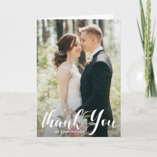 elegant modern typografi brud & groom bröllop tack kort