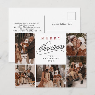 Elegant modern typografi jul familjefoto helg vykort