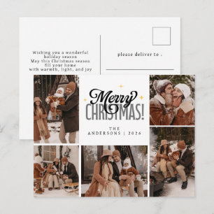 Elegant modern typografi jul familjefoto  helg vykort
