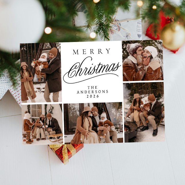 Elegant modern typografi jul familjefoto  julkort (Skapare uppladdad)