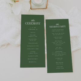 Elegant Modern Typografi Mörk Olivgrön Bröllop Program