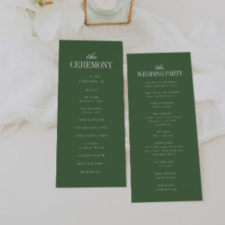Elegant Modern Typografi Mörk Olivgrön Bröllop Program