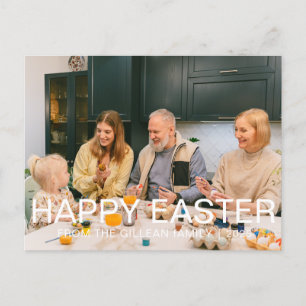 Elegant Modern Typography Påsk Family Photo Helg Vykort