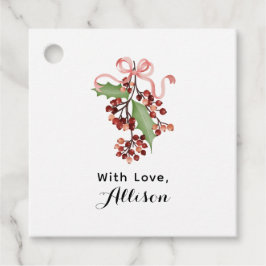 Elegant Modern Typography Watercolor Holly Berry Gåvor Etiketter