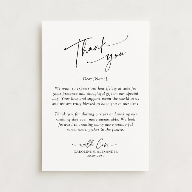 Elegant, modern typography wedding thank you  tack kort (Skapare uppladdad)