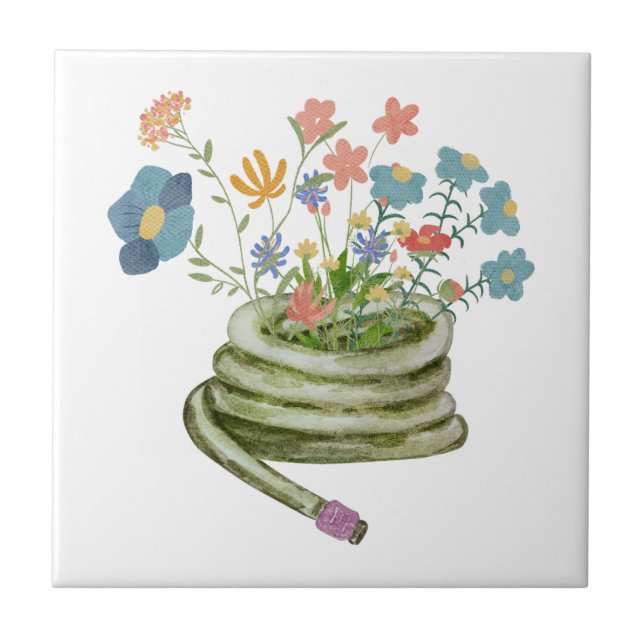 Elegant modern, unik vattenfärgsnyckelsaké blommig kakelplatta (Framsidan)