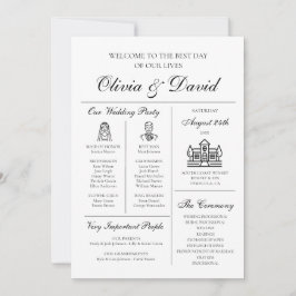 Elegant Modern Unikt grafiskt Bröllopsprogram Inbjudningar