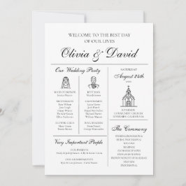 Elegant Modern Unikt grafiskt Bröllopsprogram Inbjudningar