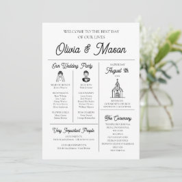 Elegant Modern Unikt grafiskt Bröllopsprogram Inbjudningar