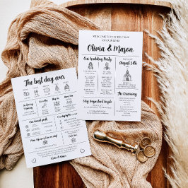 Elegant Modern Unikt grafiskt Bröllopsprogram Inbjudningar