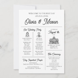 Elegant Modern Unikt grafiskt Bröllopsprogram Inbjudningar