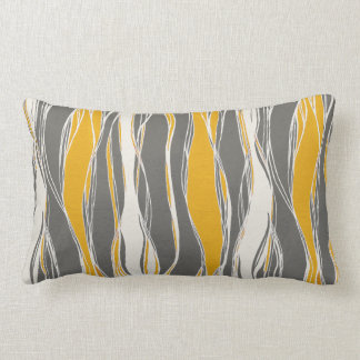 Elegant, modern, vågar, linjer, lätt grått, gult lumbarkudde