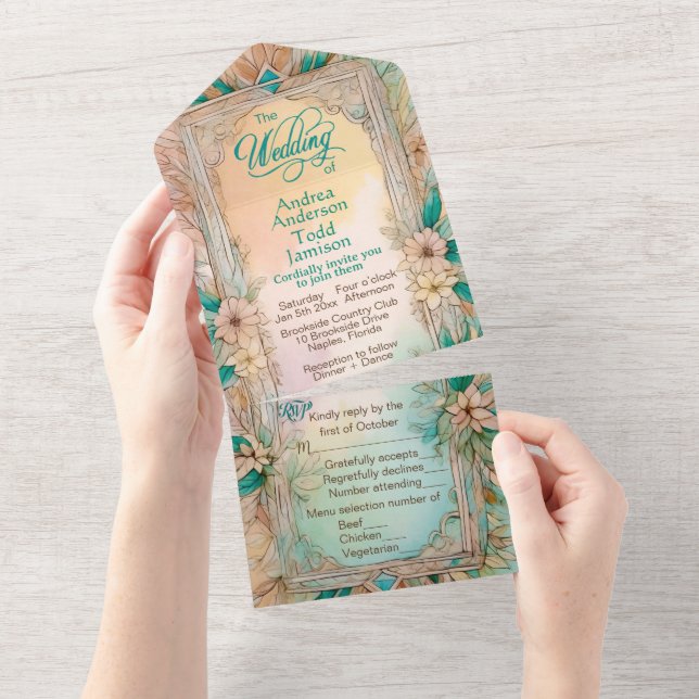 Elegant modern vattenfärg för mjuk blommigt bröllo (Avrivbar del)