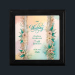 Elegant modern vattenfärg för mjuk blommigt bröllo minnesask<br><div class="desc">Den här bröllop-stenen underlägg ett vackert mjukt och romantiskt mönster, som påminner om den vattenfärgssymbol stil som visas i den medföljande inbjudan. Underläggen står i centrum för uppmärksamheten på parets namn, som elegant presenteras i en kombination av kursivt och serif typsnitt. Omgivande text är lodrät blommigt gräns med ömtåliga blommor...</div>