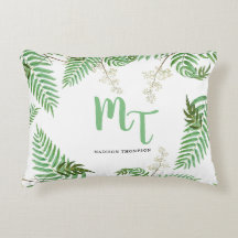 Elegant modern vattenfärg grönska scriptmonogram