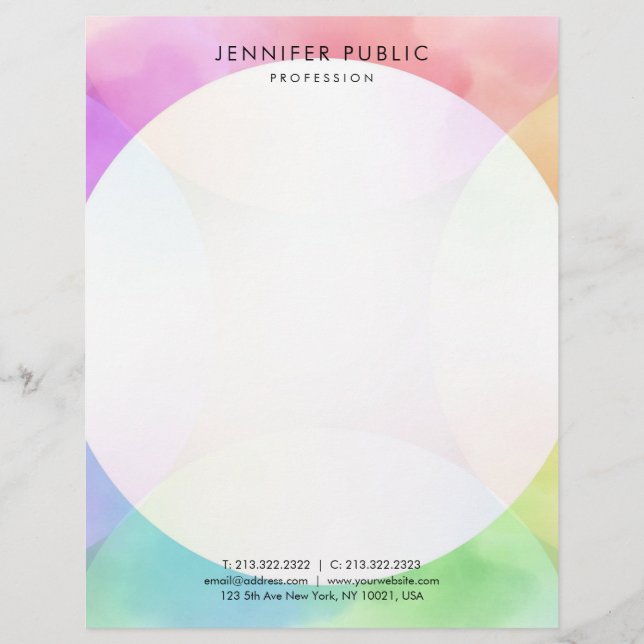 Elegant Modern vattenfärgsenkel mall för enkel des Brevhuvud (Framsida)